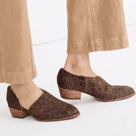 Madewell 'Lucie' Asymmetrical Shootie Ankle Bootie in Spotty Calf Hair Size 8.5 - Picture 1 of 10